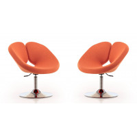 Manhattan Comfort 2-AC037-OR Perch Orange and Polished Chrome Wool Blend Adjustable Chair (Set of 2)